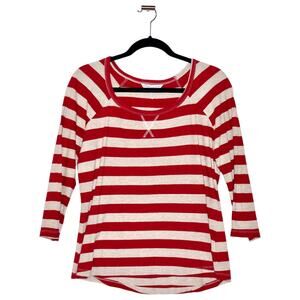 French Connection Red Striped Top Size Large